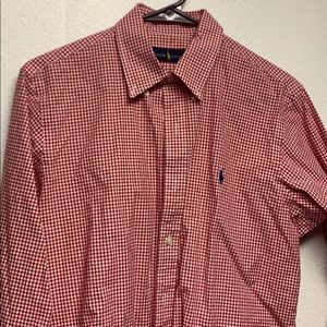 Polo Button Up Long Sleeve Red Gingham shirt